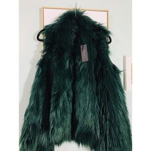 Green Faux Fur Vest Jacket